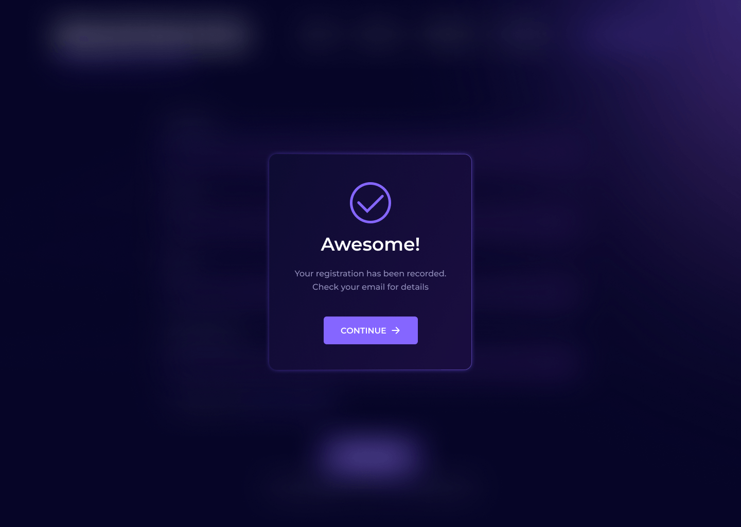 Registration Success Popup